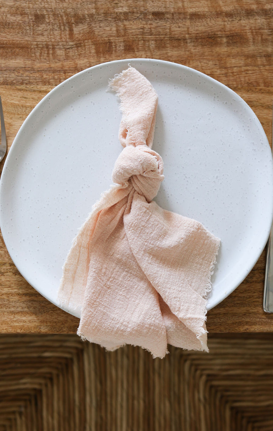 blush pink frayed napkin