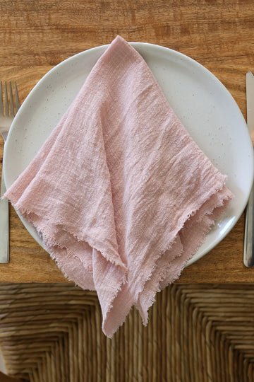 pink frayed napkin