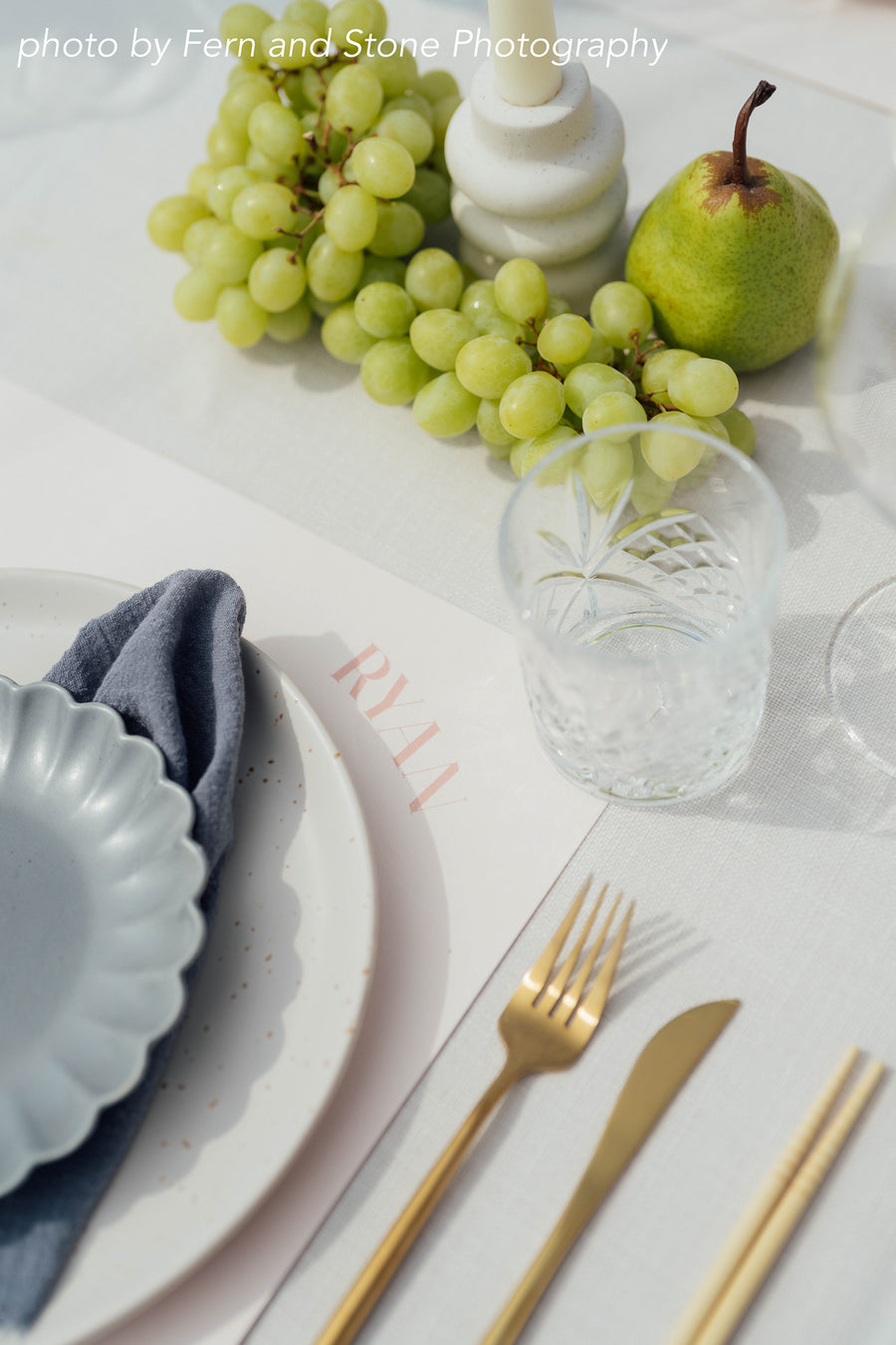 slate blue frayed napkin