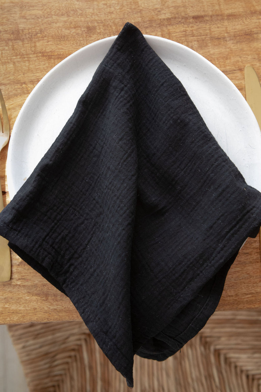 black cotton napkin