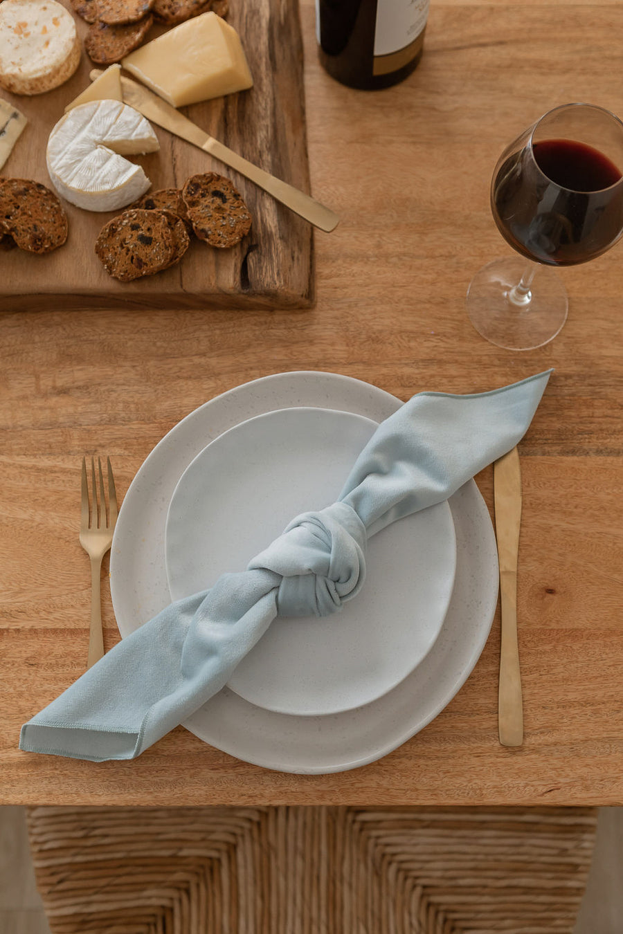 light blue velvet napkin