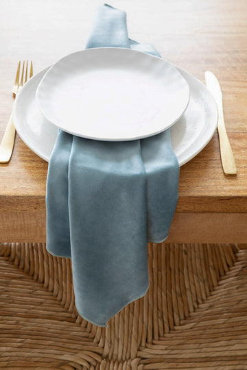 ocean blue velvet napkin