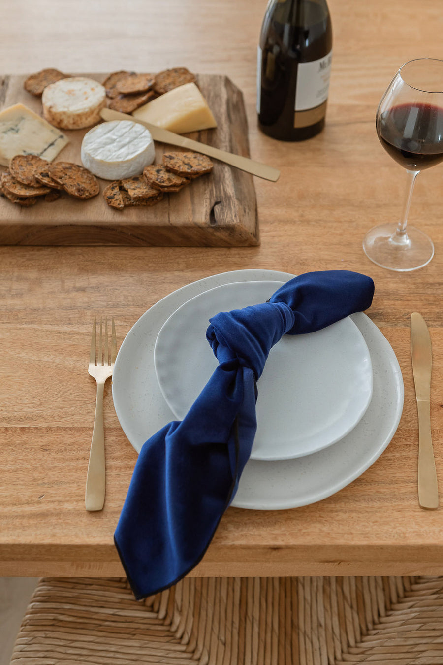 royal blue velvet napkin