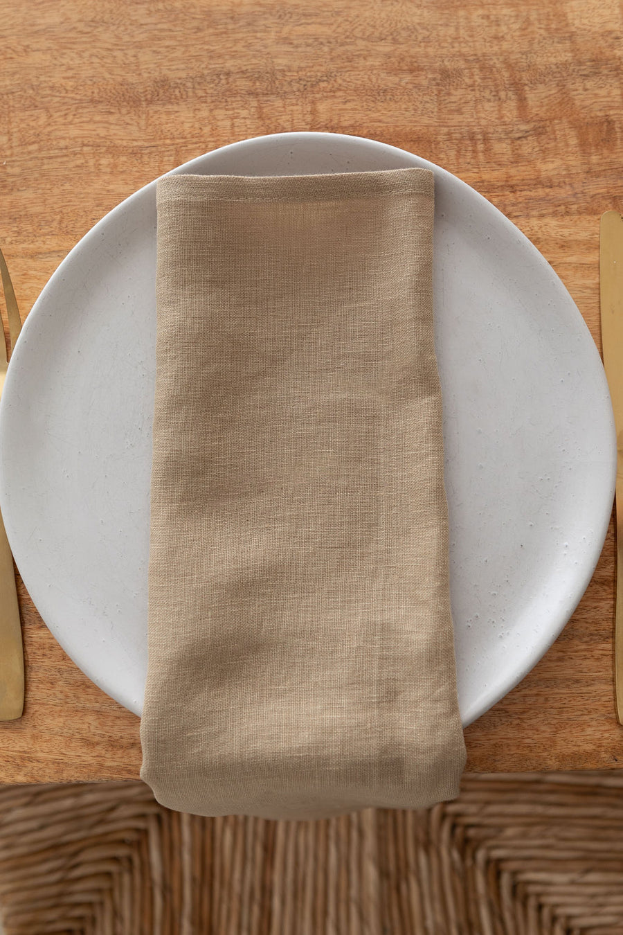 warm beige linen napkin