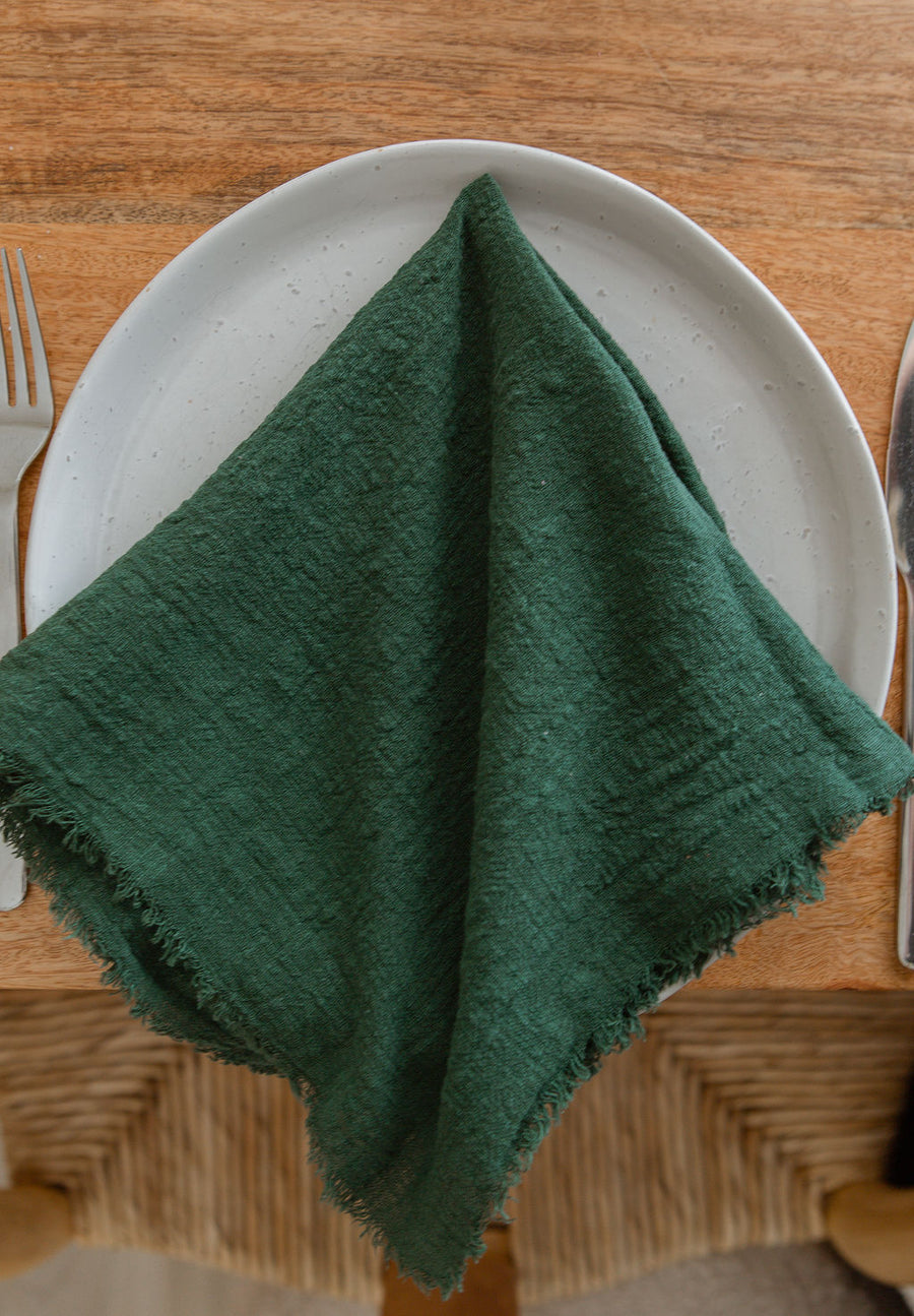 emerald frayed napkin