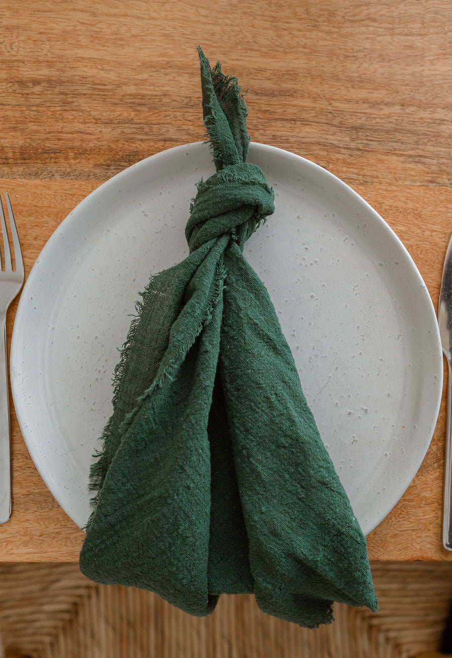 emerald frayed napkin
