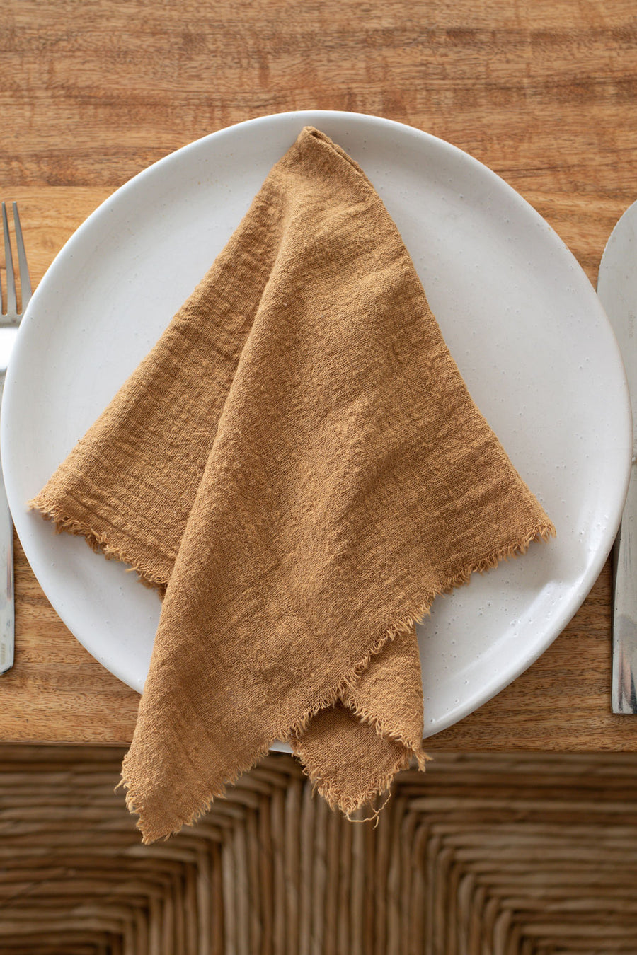 golden brown frayed napkin