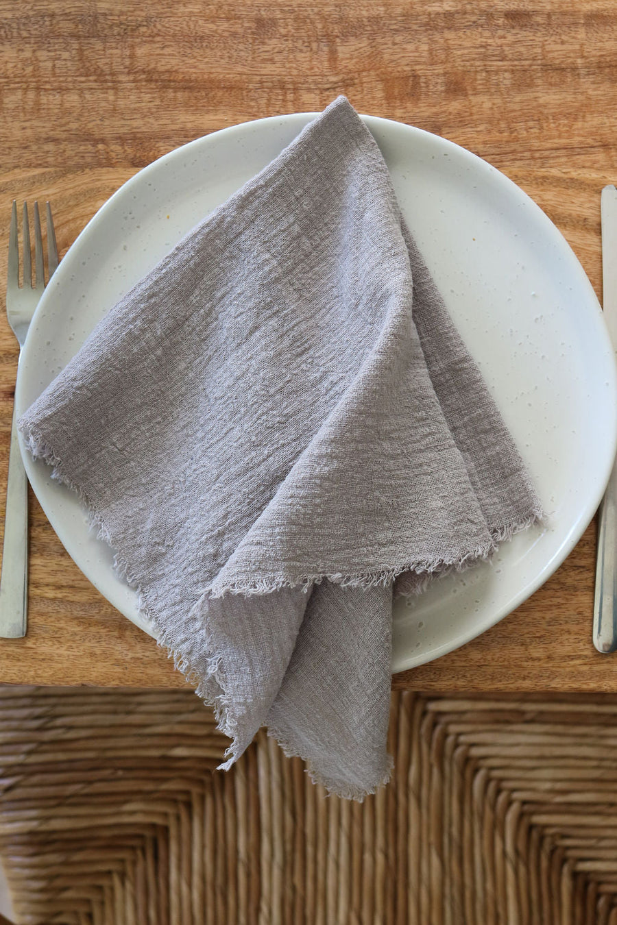 CLEARANCE - grey frayed napkin