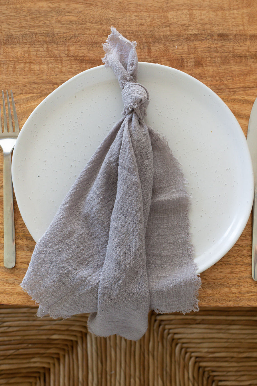 grey frayed napkin