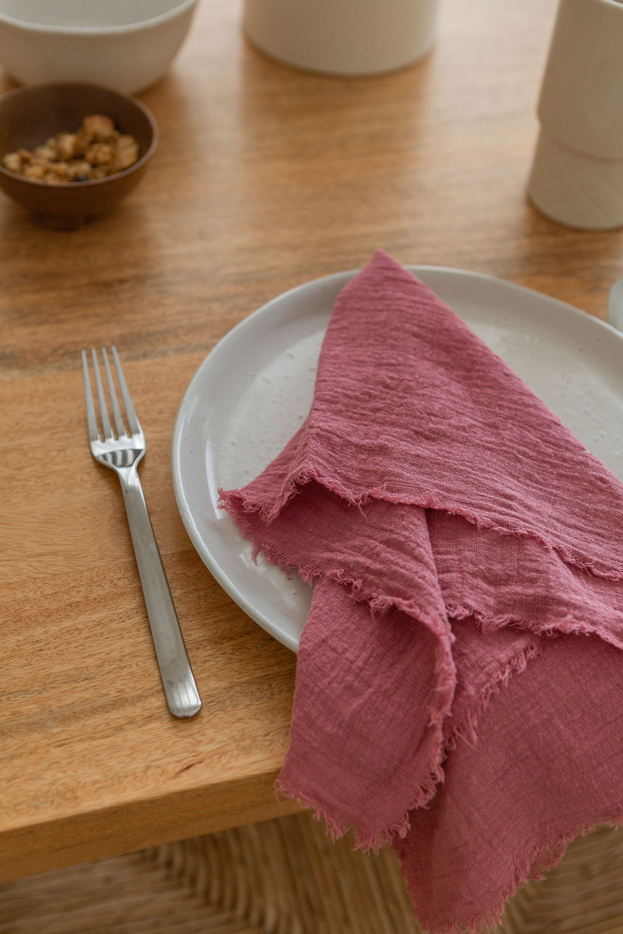 orchid frayed napkin