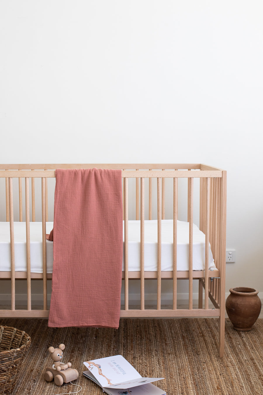 pink clay muslin baby swaddle